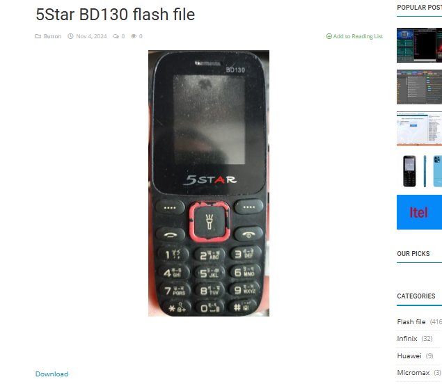 5STAR BD130 flash file without password