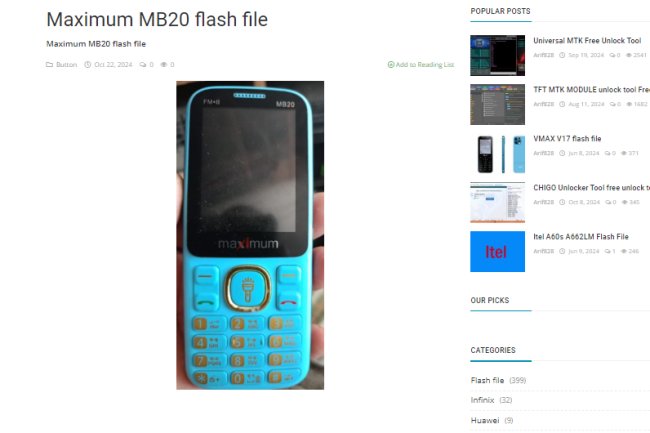 Maximum MB20 flash file