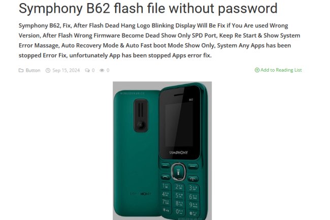 Symphony B62 flash file