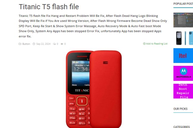 Titanic T5 flash file