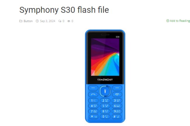 Symphony S30 Flash file