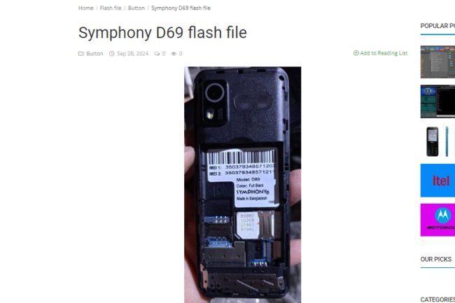 Symphony D89 flash file