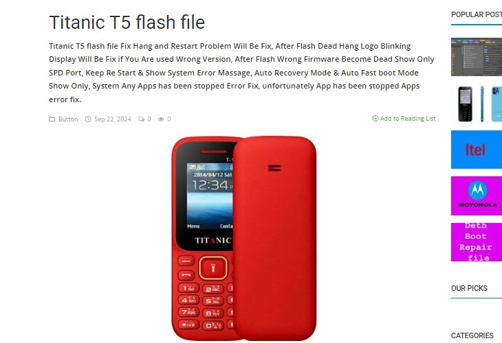 Titanic T5 flash file
